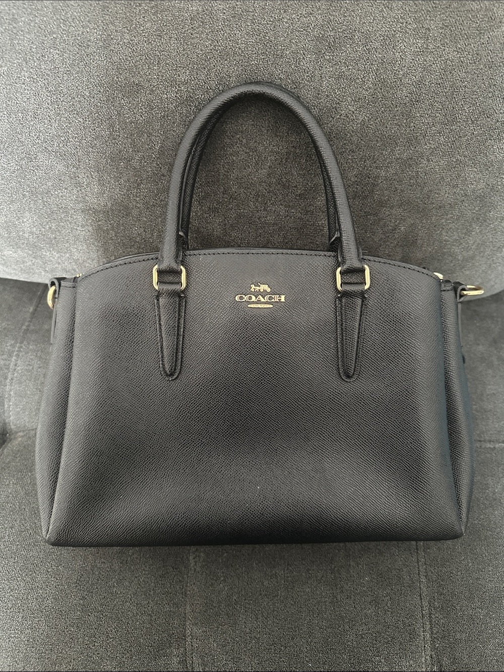Coach Black Leather Satchel with Gold Hardware